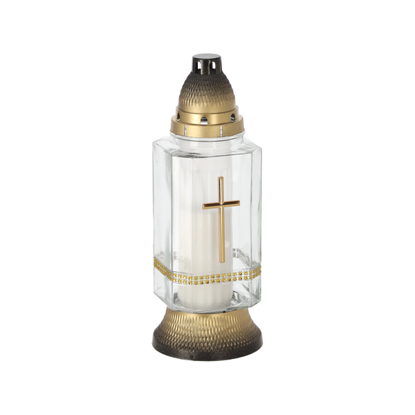 CANDLE 30CM/40H PATRAT BRILJANT CRUCE NEGRU/URIU PACH=7BUC*6756