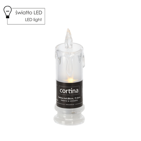 LED HOLO ACRYLIC CANDLE 18CM WITH BATTERIES WARM WHITE*2433