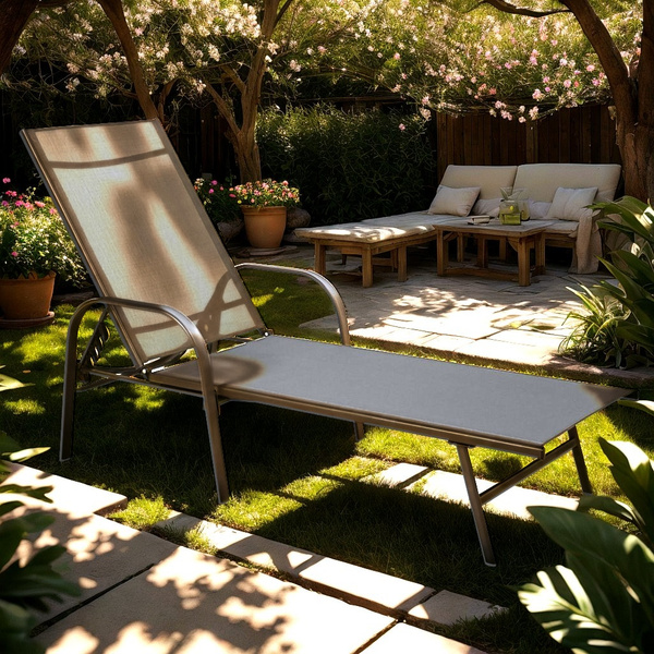 LEŻAK OGRODOWY 195x69x94cm CIEMNOSZARY