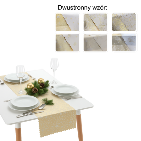 BIEŻNIK DWUSTRONNY  ZŁOTY MIX 35X220 CM BOŻE NARODZENIE OPAK. 1SZT *4402