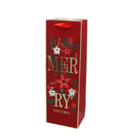 CHRISTMAS WINE GIFT BAG "CHRISTMAS TO YOU" 36 x 12 x 10 CM MIX DESIGNS
