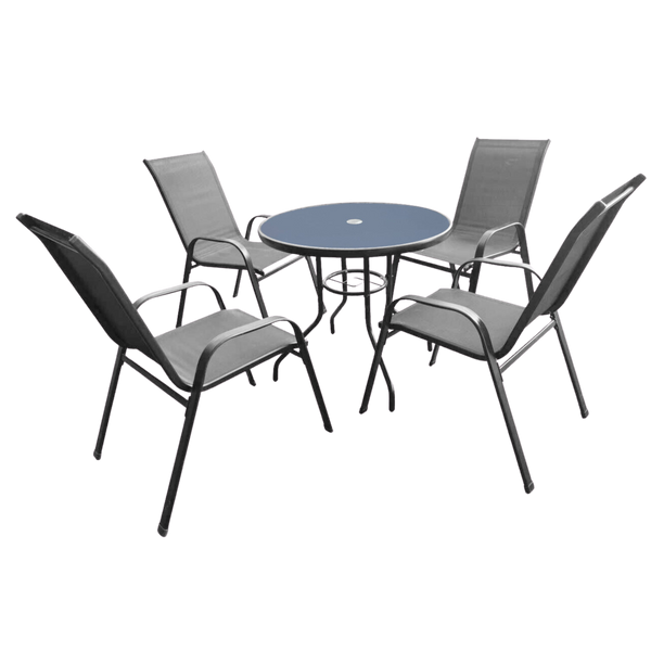 SET MOBILIER EXTERIOR - 4 SCAUNE + MASA ROTUNDA - GREY *3514