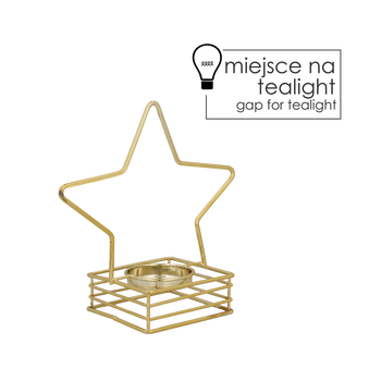 SUPORT METALIC PENTRU TEALIGHT AURIE - STEAUA 16,4 CM pachet=2buc *1344