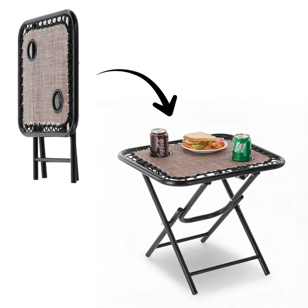 Masă turistică pliabilă 50 x 50 x 50 cm cu suporturi pentru băuturi maro *2746