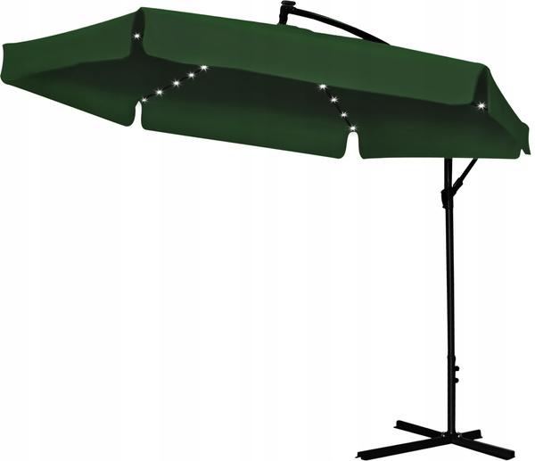 PARASOL OGRODOWY 3 M ZIELONY "BANANA" Z POKROWCEM Z LED 