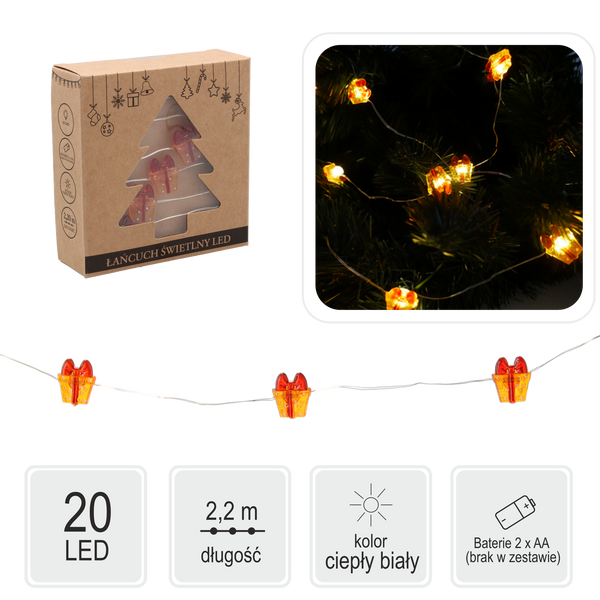LED SVETELNÝ ŤAŽKÝ DARČEK 20 L NA BATÉRIE balenie=20ks *0177