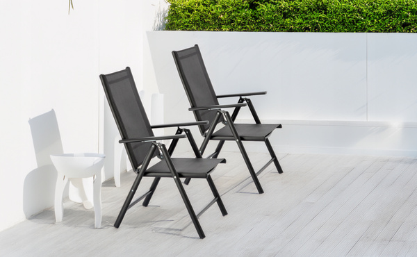 KRZESŁO OGRODOWE SKŁADANE ALUMINIUM 66 x 56 x 107 CM CZARNE *3507