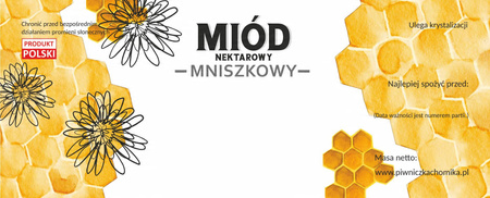 KPL. 100 ETYKIET MIÓD NEKTAROWY MNISZKOWY 154 x 60 MM *8184
