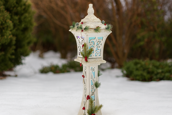 CHRISTMAS WHITE LED LANTERN 18 x 18 x 100 CM