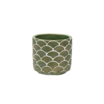 CEMENTOVÝ OBAL NA KVETINÁČ 13,5 x 13,5 x 13 CM ZELENÝ - ZLATÝ *1152