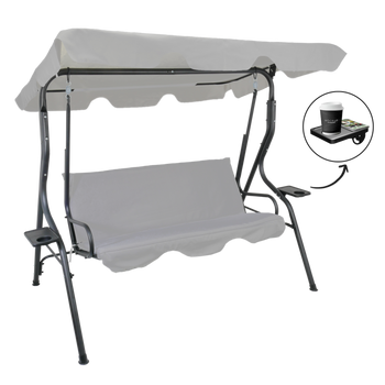 GARDEN SWING 170 X 110 X 153 CM GRAY WITHOUT ROOF WITH CUP HOLDERS