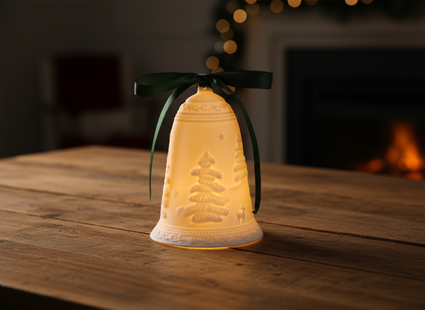 LED CERAMIC BELL WITH GREEN RIBBON