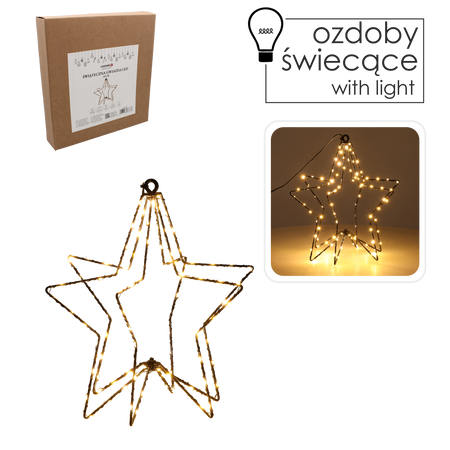 Vianočná ozdoba - LED hviezda 30 cm 95L teplá biela na batérie *0337