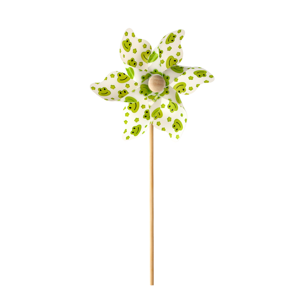 PINWHEEL WITH FROGS 9 x 27,5 CM WHITE/YELLOW