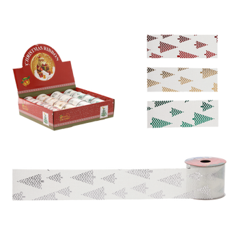 CHRISTMAS DECORATIVE RIBBON 6.3 CM x 2.7M CHRISTMAS TREE