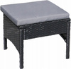 ZESTAW MEBLI RATTANOWYCH (SOFA, 2 KRZESŁA, 2 PUFY, STOLIK) - CZARNY, PODUSZKI - SZARY *7541