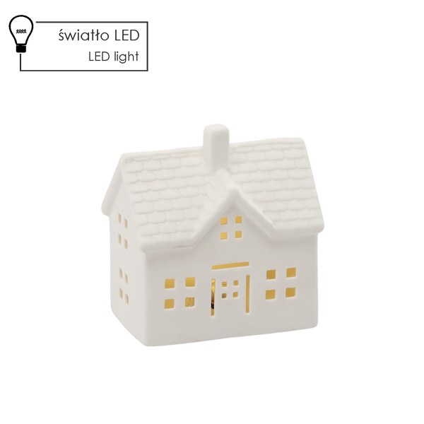 FIGURĂ DE CRĂCIUN - CASĂ CERAMICĂ 11 X 7,6 X 11,8 CM LED pachet=6buc *1537