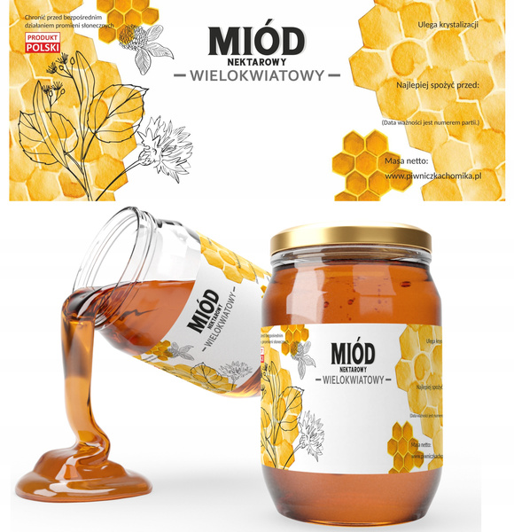 SET 100 LABELS MULTIFLORAL NECTAR HONEY 154 X 60 MM