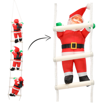 3 SANTAS CLIMBING A LADDER 3 x 30 CM