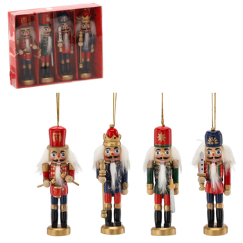 SET OF 4 CHRISTMAS DECORATIONS WOODEN SOLDIER 12.5 CM