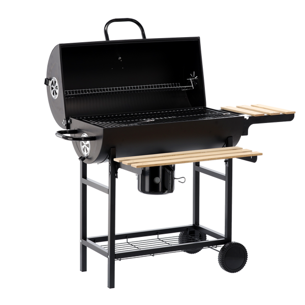 BARREL CHARCOAL GRILL WITH LID AND WHEELS 101 x 70,5 x 94,5 CM