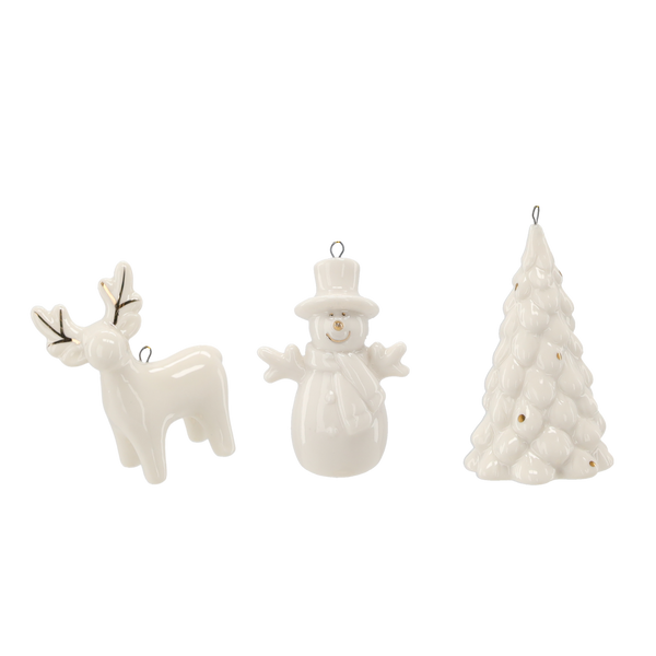 FIGURKA BOŽÍHO NM. - VĚŠEJÍCÍ KERAMICKÝ STROMEČEK/SNĚHULÁK/LOS 4,5 X 3 X 6,4 CM bal=12ks *1261