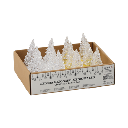 OZDOBA BOŻONAR. - CHOINKA LED PLASTIKOWA 4 X 9,5 CM ZŁOTA/SREBRNA disp=12szt *9001