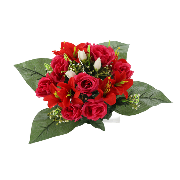 ARTIFICIAL BOUQUET OF FLOWERS ROSES AND LILES ASSORTED COLOURS