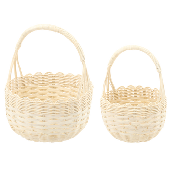 ZESTAW 2 KOSZYKÓW RATTANOWYCH Z UCHWYTEM – BIAŁY