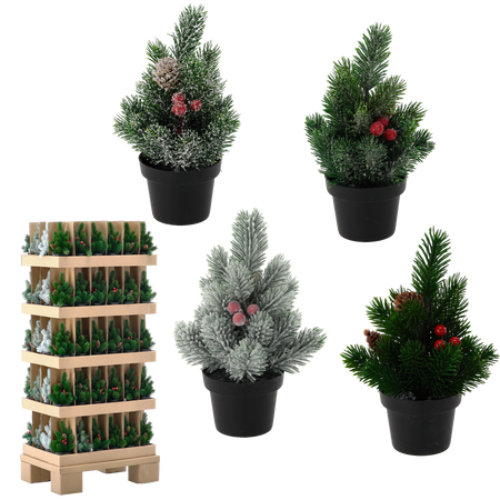 CHRISTMAS TREE 21 CM MIX DESIGNS disp=24pcs pallet=120pcs