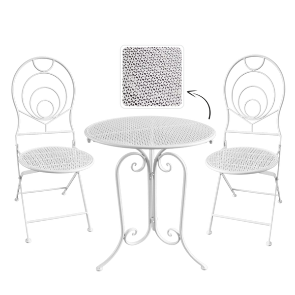 METAL GARDEN FURNITURE SET "LINDA" TABLE + 2 CHAIRS *8237