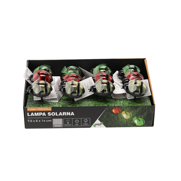 LAMPA SOLARNA FUNNY PSZCZOŁA 7,5 x 6 x 14 CM CIEPŁY BIAŁY disp=12szt *5691