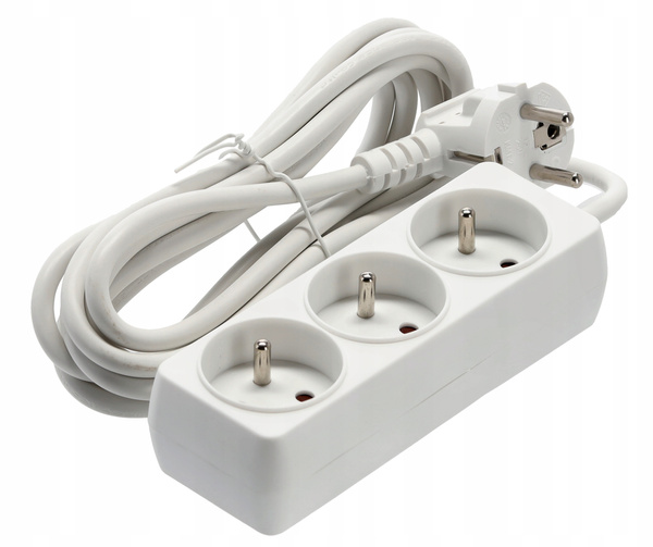 EXTENSION CORD POWER STRIP 3 SOCKETS 3M WHITE