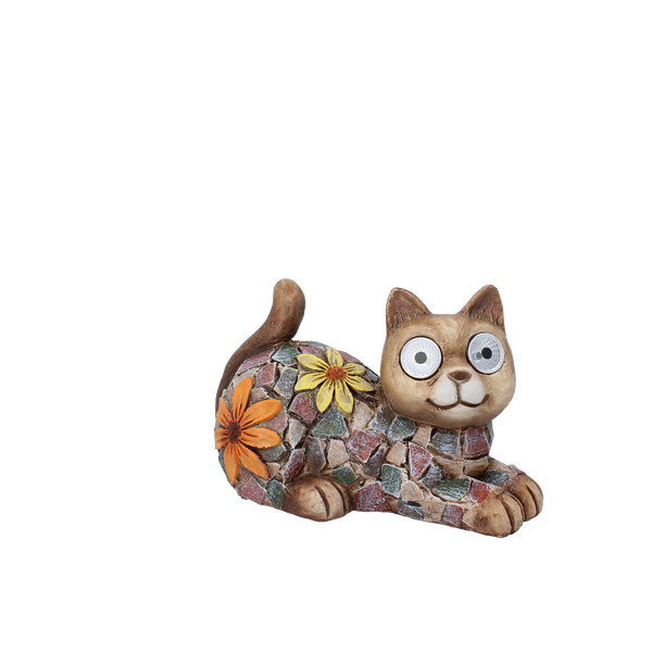 FIGURKA OGRODOWA - KOT ZE ŚWIECĄCYMI OCZAMI 21,5 x 13,7 x 14 CM LED opak=2szt *7959