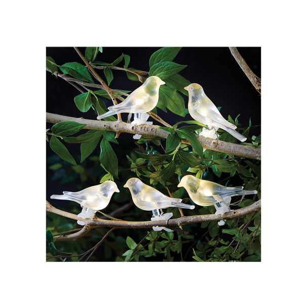 SET OF 5 SOLAR BIRDS STRING LIGHTS WITH CLIPS WARM WHITE LED