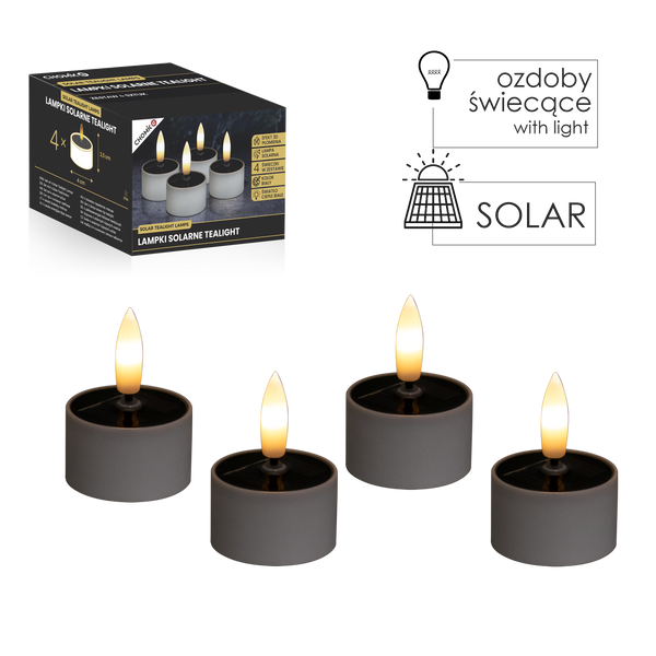 KPL. 4 LAMPEK SOLARNYCH TEALIGHT 4 X 2,5 CM/5 CM *9445