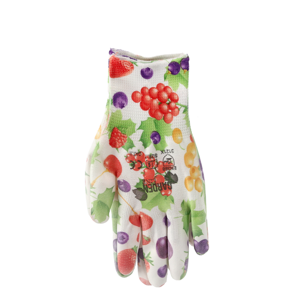 GARDEN GLOVES "7" PATTERN, POLYESTER WITH POLYURETHANE PACKET=12