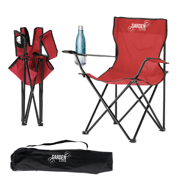 KRZESŁO TURYSTYCZNE/WĘDKARSKIE SKŁADANE CZERWONE 50x50x80 cm *7174