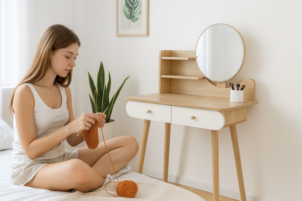 TOALETKA KOSMETYCZNA Z LUSTREM 80 x 40 x 120 CM DREWNIANA/BIAŁA *7865