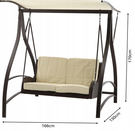 GARDEN SWING MADE OF TECHNORATTAN 166 X 130 X 170 CM BROWN PREMIUM
