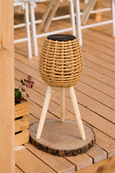 SOLAR LANTERN ON LEGS NATURAL 52 CM LED