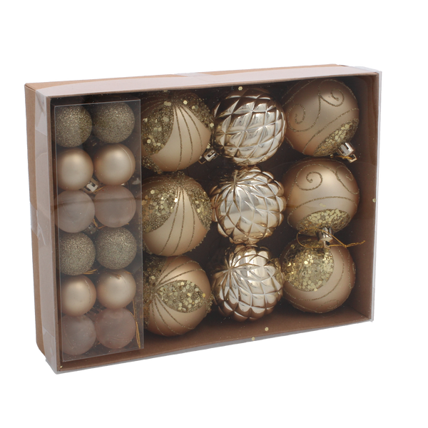 SET 33 BILE DE CRĂCIUN ROȘII, ARGINTII, AURII *9716