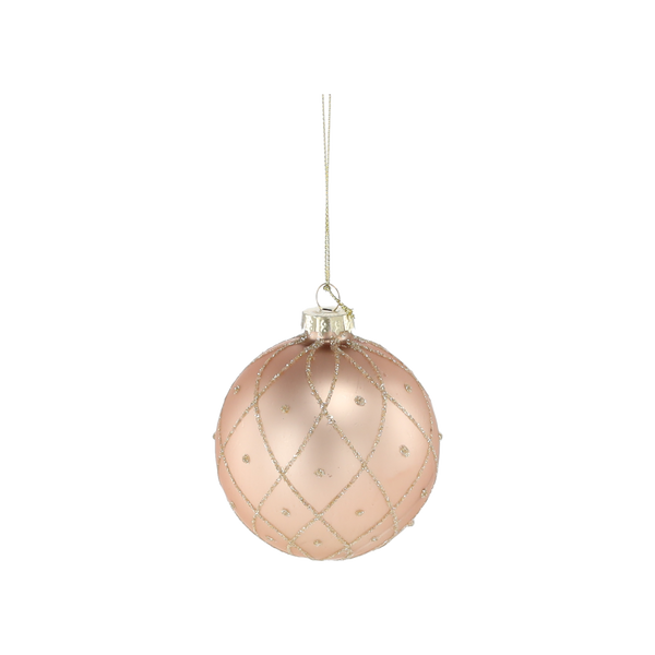 GLASS BAUBLE - BEIGE MIX DESIGNS 8 CM
