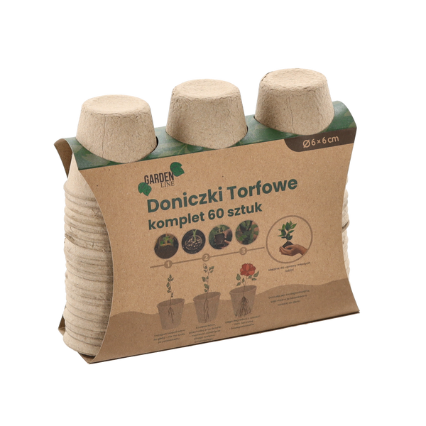 KPL.60 BUCĂȚI GHIVECI DIN TURBĂ 6 x 6 CM