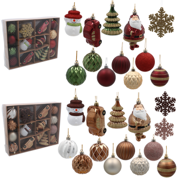 Set de 20 decorațiuni de Crăciun bronz / burgund *5300