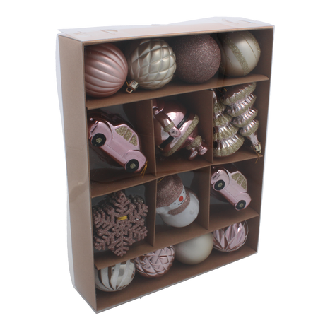 Set de 20 de ornamente rozii/bleu pentru brad *5294