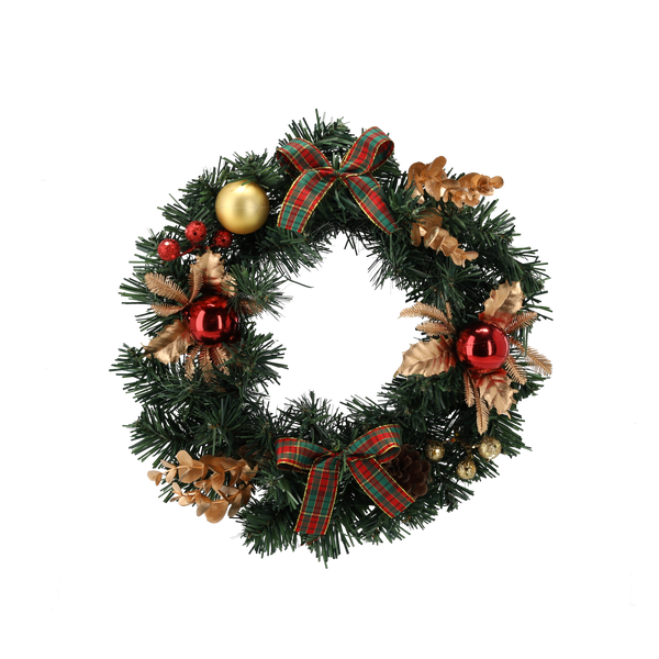 CHRISTMAS WREATH 30 CM RED AND GOLD
