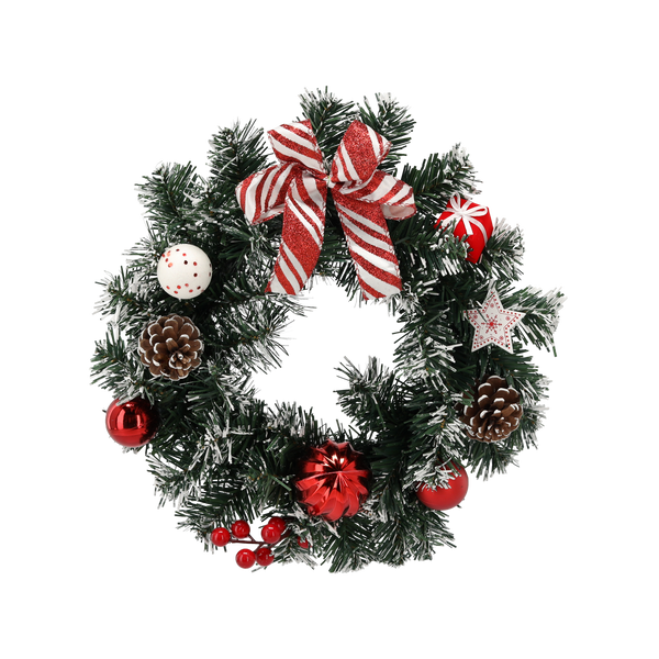 VÁNOČNÝ VENEC 30 CM BIELO-ČERVENÝ *2637