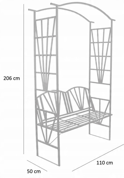 Garden pergola with bench 114 x 45 x 208 CM