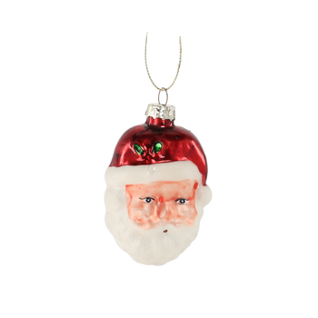 SKLENĚNÁ VÁNOČNÍ OZDOBÁ 5.2 x 4.8 x 8.4 CM - HLAVA MIKULÁŠE bal=12ks *2669